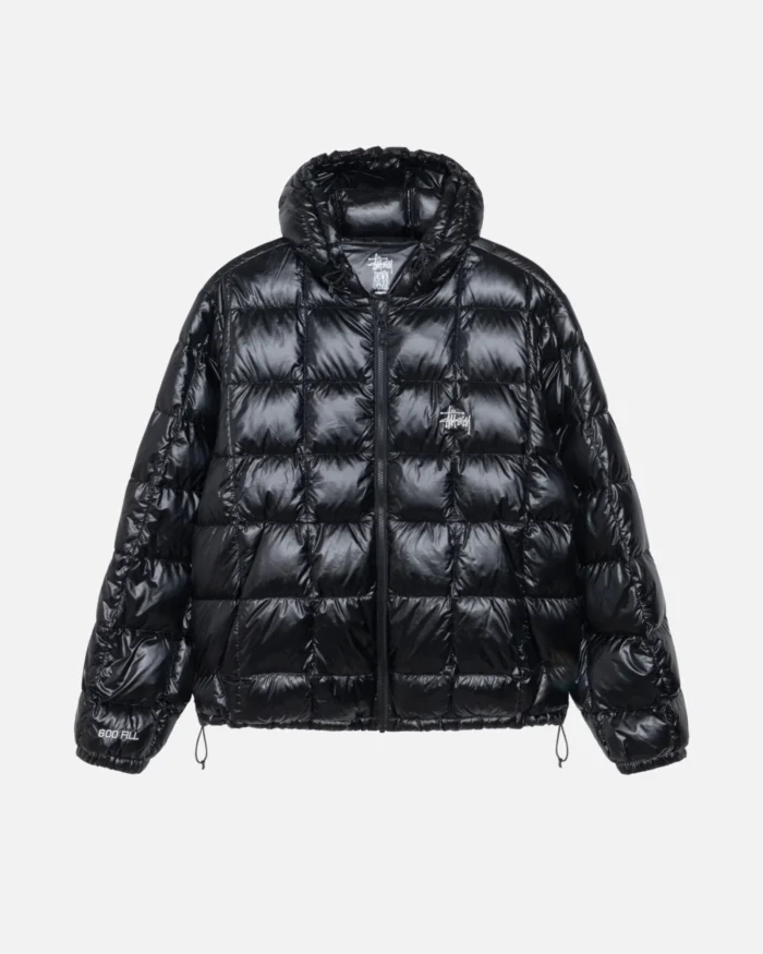 STUSSY MIDWEIGHT HOODED PUFFER BLACK