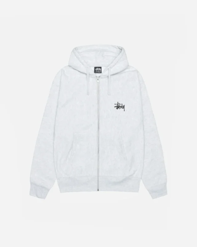 BASIC STÜSSY ZIP HOODIE ASH HEATHER