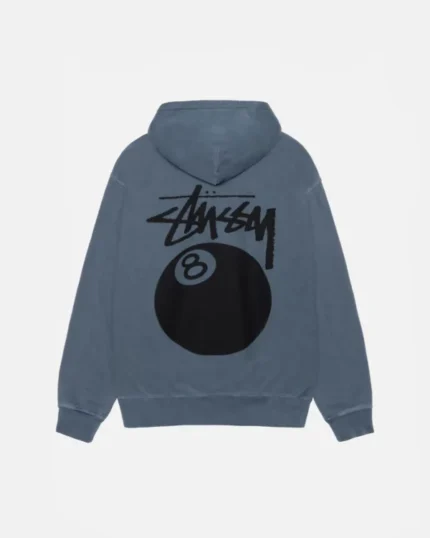 STUSSY 8 BALL HOODIE PIGMENT DYED BLUE